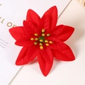 Artificial red poinsettia flower head with yellow stamens for Christmas decoration - 7-Point Poinsettia / 12cm / Red
