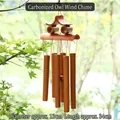 Owl-shaped carbonized bamboo wind chime, 13x34cm size, for natural garden decoration - Carbonized Owl (Dia 13cm/Len 34cm)