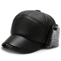 Gorra de béisbol de invierno para hombre en cuero sintético con orejeras calientes - Talla única / Gris