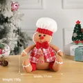 Pupazzo chef pan di zenzero con cappello bianco e gilet a quadri rossi natalizio - Omino di pan di zenzero maschile seduto / 21cm x 17cm