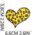 Size chart for heart-shaped leopard print embroidery patch measuring 6.6cm by 5.8cm - 6.6x5.8cm