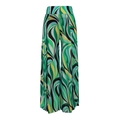 Women's three-piece bikini set high waist wide leg pants with green swirl print - Green & Yellow Pattern Pants