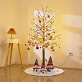 1.8m LED Christmas tree set with snowman family, red ornaments and white faux fur rug - 1.8m Encryption Folk Style Snowman Set