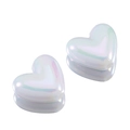 Pearlescent heart-shaped acrylic beads with rainbow luster for DIY jewelry making - 10Pcs/Pack / White