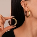 Orecchini a forma di C minimalisti in metallo dorato e resina color caffè scuro - Cerchio a C Grande Oro-Caffè (93#) / Marrone oro