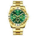 Men's luxury gold stainless steel watch with a green sunburst dial and tachymeter bezel - Green Dial Gold Case