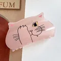 Cute translucent light pink cat-shaped hair claw clip made of premium acetate material - Light Orange Cat