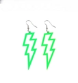 Neon green lightning bolt acrylic hollow earrings with silver fishhook ear wires - Neon Green