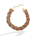 Detailed close-up of woven metallic necklace in gold, silver, and rose gold tones - YS659 Tricolor Necklace