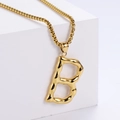Pendentif lettre B en acier inoxydable plaqué or 18K avec texture de métal liquide lave - Lettre B Dorée Pendentif Uniquement (Sans Chaîne)
