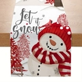 Weihnachtlicher Tischläufer mit Schneemann und Let it snow Text für festliche Deko - CD62-28 (Schneemann-Kardinal-Baum-Tischläufer)