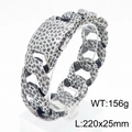 Bracciale da uomo in acciaio al titanio con finitura martellata stile retrò - 24mm Nero Canna di Fucile (KB170161-KJX)