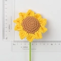 Handmade knitted sunflower in yellow and brown yarn, measures 8-9cm diameter - Single Sunflower Stem - No Leaves (5 Rings Stem Length 30cm)