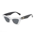 Cat eye sunglasses with transparent resin frame, black temples and gold metal accents - Black Transparent Frame Black Gray Lens