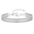 Sleek silver stainless steel mesh bracelet with lobster clasp and extension chain - Steel-Width 8mm Length 18+5cm