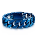 Men's 20mm Cuban link bracelet in deep blue plated stainless steel with secure clasp - Electroplated Blue (KB162790)