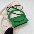 Borsa a mano verde brillante minimalista con manico tondo e tracolla staccabile - Verde
