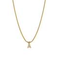 Collier chaîne serpent dorée avec un pendentif lettre A serti de cristaux brillants - Lettre A