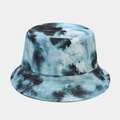 Blue and black tie-dye reversible bucket hat with reinforced stitching for sun protection - M (56-58cm) / Blue Black White Mixed Tie-dye (39#)