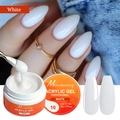 Macro shot of 15g white acrylic gel jar with natural extension nail art effect - White(10)