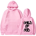Felpa rosa da uomo con tasca a marsupio e stampa Child of God sul retro in bianco - S / Rosa