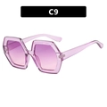 Women's trendy oversized polygon sunglasses with purple transparent frames and C9 model - Purple Frame Purple Glitter