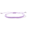 Handmade braided adjustable purple rope bracelet with silver bead charms for men and women - Purple