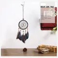 Bohemian dream catcher with black woven ring and gradient peacock blue feathers - 0053 Black