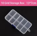 10-grid transparent plastic storage box with blue latch for jewelry, 13x7cm size - 10 Grids Storage Box 13*7cm(A66)