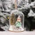 Hanging glass LED Christmas ornament with green cape girl and golden tree inside - HG18-630 (Girl)