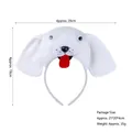 White puppy plush headband for kids, dog costume accessory with 26cm width dimension - 3D White Dog
