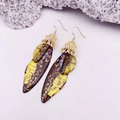 S925 sterling silver butterfly wing earrings with yellow, black, and blue spotted patterns - Yellow Painted-Gold Foil