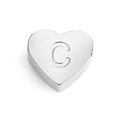 Silver stainless steel heart-shaped pendant accessory with engraved letter C - Letter C (Silver)