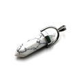 Hexagonal white turquoise pendant with silver metal clasp on a clean white background - Howlite