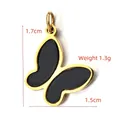 Golden butterfly pendant with black enamel inlay and 1.7cm height measurements - BXGPJ118-Black Gold Butterfly Pendant