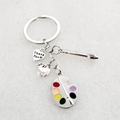 DIY artist keychain with silver heart charm and colorful paint palette pendant - Thank You Style