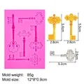 Moule en silicone rose pour décors de gâteaux avec diverses formes de clés rétro - Style 3 (15-04) / Rose