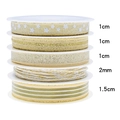 Five styles of champagne gold Christmas ribbons with stars and stripes patterns - Gold 5-Style Ribbon Set (5m/Roll)