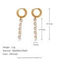 18K gold plated stainless steel tassel earrings with white zircon drops for women - Long Chain Pendant Style