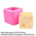 Pink silicone square mold for making cheese-shaped candles with finished product size 4.8cm - Square Cheese / Pink