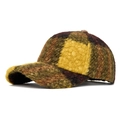 Cappellino da baseball invernale in bouclé con motivo a quadri giallo e viola - Regolabile / Giallo