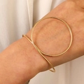 Bracelet jonc géométrique doré minimaliste avec un grand accent circulaire chic - Bracelet Jonc Ouvert Géométrique Grand Cercle (2145)