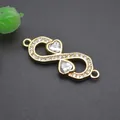 Connecteur infini plaqué or 18K avec zircons micro-pavés en forme de cœur pour bijoux - Doré