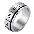 8mm spinner ring for men made of brushed titanium steel with engraved numbers 4 to 7 - US 12 / Arabic Numerals Brushed Silver