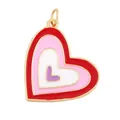 Colorful multi-layer heart charm in red, pink, and white with golden metal borders - Red Multi-layer Heart Style (L282545-Red)