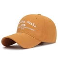 Classic cotton baseball cap in mustard yellow with detailed white embroidery on front - Adjustable / Orange