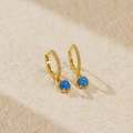 Vergoldete S925 Silber Creolen im französischen Stil mit blauem Opal und weißen Zirkonia - Gold (Blauer Opal)