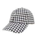 Klassieke baseballpet met zwart-wit houndstooth patroon en een gebogen klep - Grote Hahnentritt