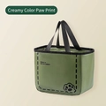 Green minimalist insulated lunch tote bag with black paw print and webbed handles - Horizontal Green Cat Paw