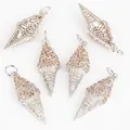 Gold-filled ice cream cone pendant with micro-pave white and champagne zircons - Ice Cream / White Gold